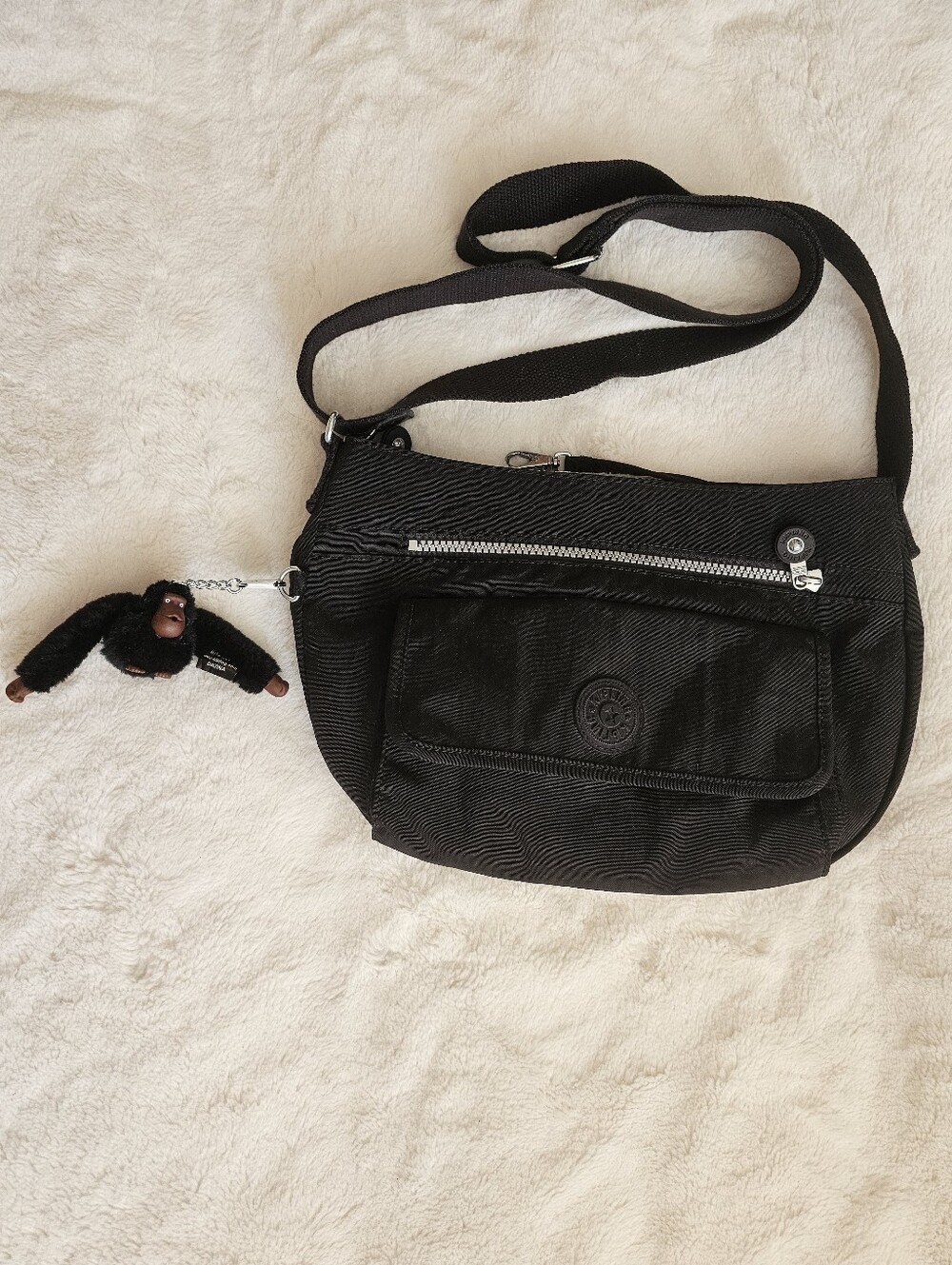 Kipling Black Everyday Crossbody Bag Purse with Monkey Charm